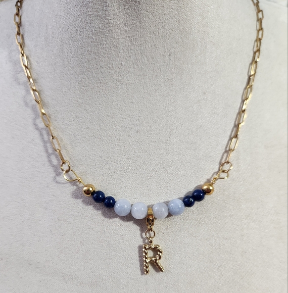 Handmade Aquamarine And Lapiz Necklace - Picture 1 of 4